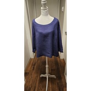 Martha Stewart 100% Linen Oversized Blouse XL Coastal Capsule Quiet Luxury